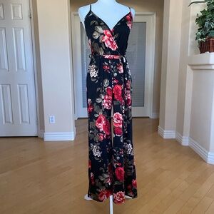 Love Chesley Jumpsuit Red and Black Floral
